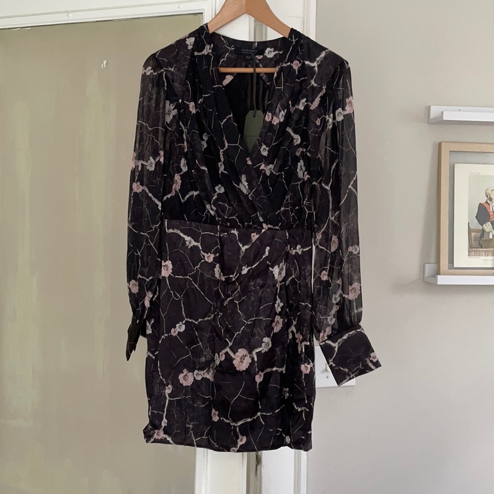 All Saints Limina Hope Dress - Black Print - Sz 6